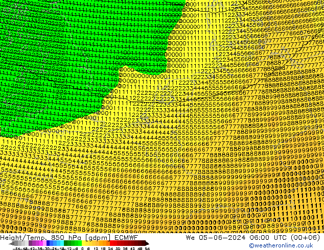 Height/Temp. 850 hPa ECMWF We 05.06.2024 06 UTC