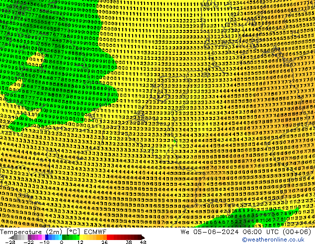 Temperatura (2m) ECMWF Qua 05.06.2024 06 UTC