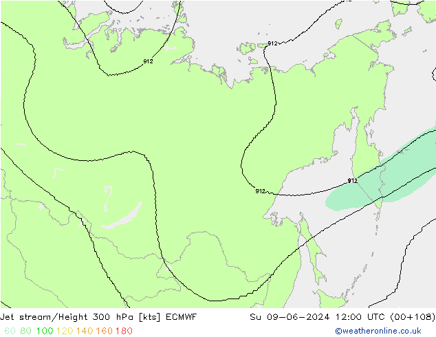 Jet stream/Height 300 hPa ECMWF Su 09.06.2024 12 UTC