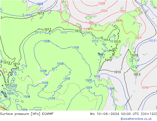 Yer basıncı ECMWF Pzt 10.06.2024 00 UTC