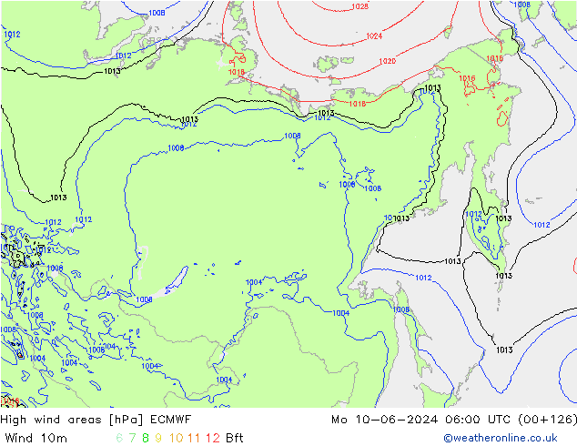 High wind areas ECMWF lun 10.06.2024 06 UTC