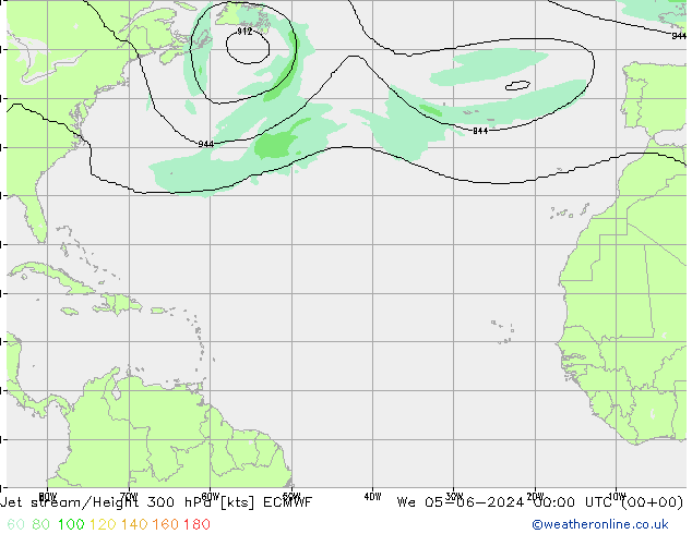 Corrente a getto ECMWF mer 05.06.2024 00 UTC