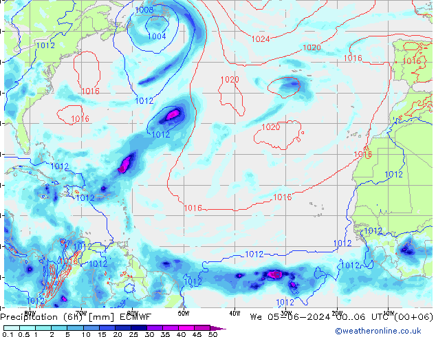 Precipitação (6h) ECMWF Qua 05.06.2024 06 UTC