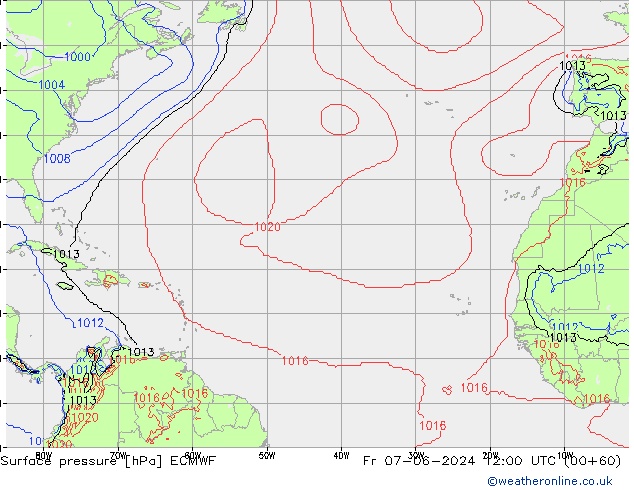 Surface pressure ECMWF Fr 07.06.2024 12 UTC