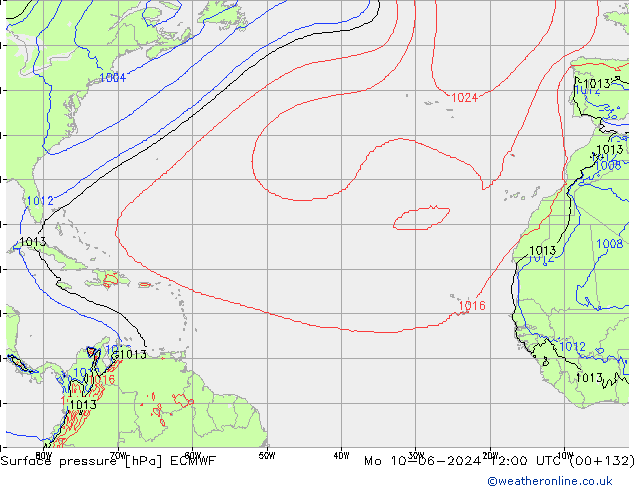 Surface pressure ECMWF Mo 10.06.2024 12 UTC