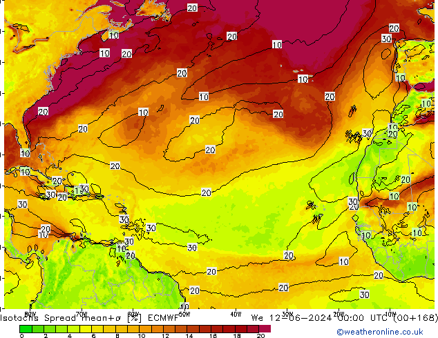 Isotachs Spread ECMWF We 12.06.2024 00 UTC