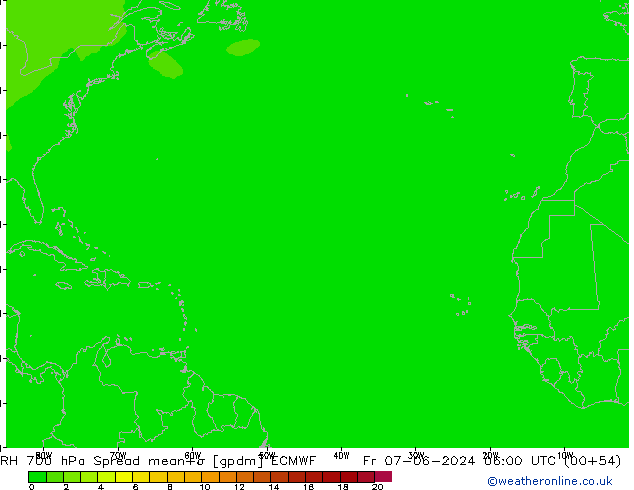 RH 700 hPa Spread ECMWF Fr 07.06.2024 06 UTC