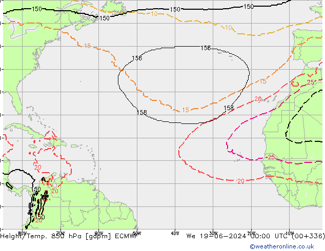 Yükseklik/Sıc. 850 hPa ECMWF Çar 19.06.2024 00 UTC