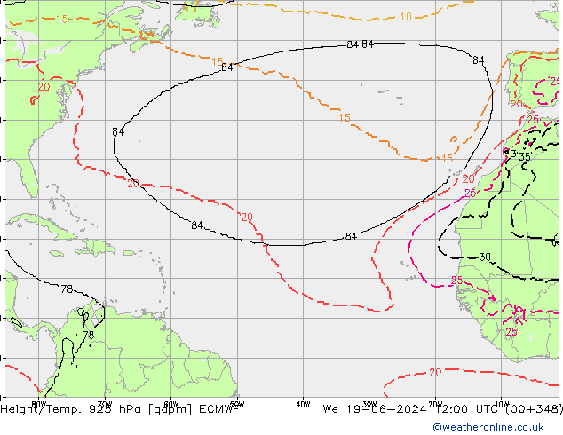 Yükseklik/Sıc. 925 hPa ECMWF Çar 19.06.2024 12 UTC
