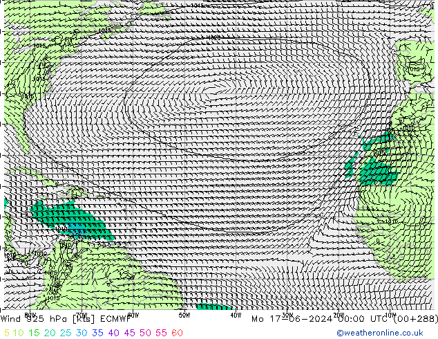 Wind 925 hPa ECMWF Po 17.06.2024 00 UTC