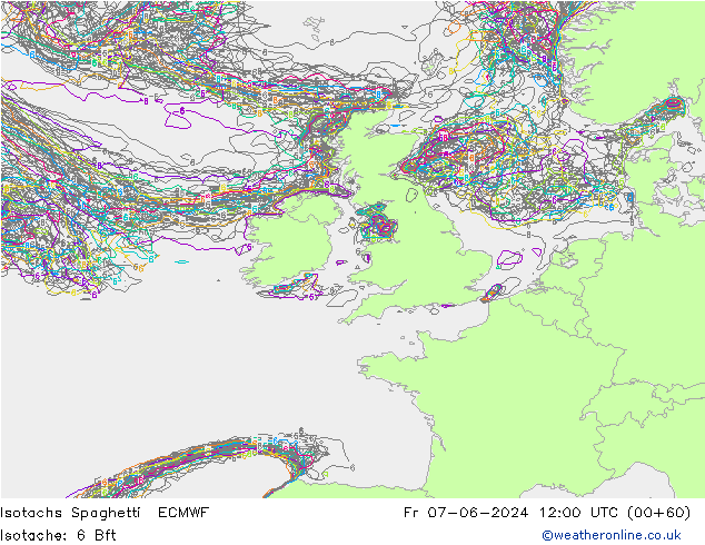 Izotacha Spaghetti ECMWF pt. 07.06.2024 12 UTC