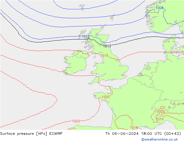 Pressione al suolo ECMWF gio 06.06.2024 18 UTC