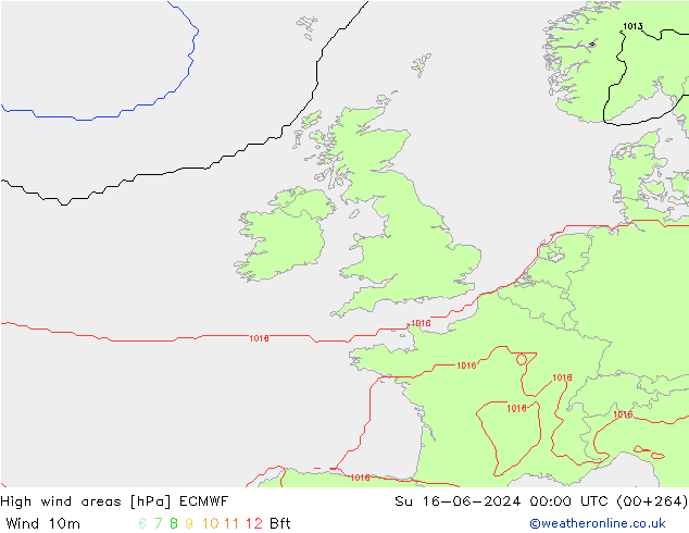 High wind areas ECMWF Su 16.06.2024 00 UTC