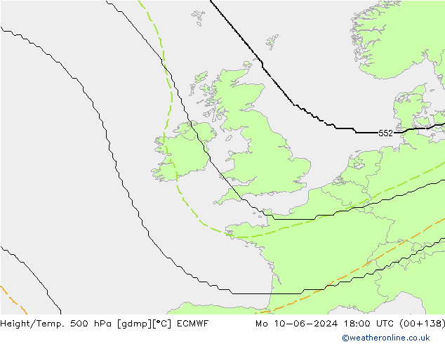 Géop./Temp. 500 hPa ECMWF lun 10.06.2024 18 UTC