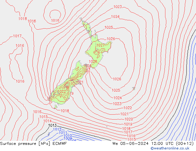 Bodendruck ECMWF Mi 05.06.2024 12 UTC