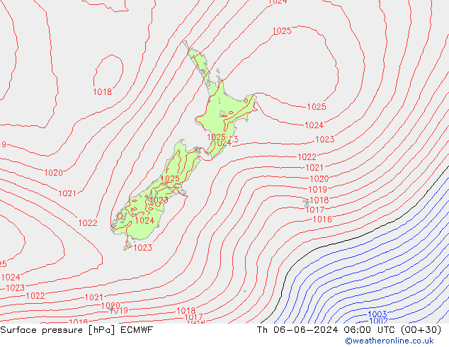 Surface pressure ECMWF Th 06.06.2024 06 UTC