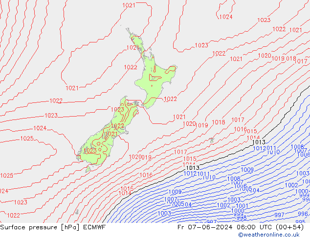 Surface pressure ECMWF Fr 07.06.2024 06 UTC