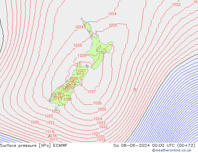 pressão do solo ECMWF Sáb 08.06.2024 00 UTC