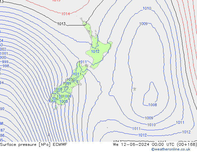 Atmosférický tlak ECMWF St 12.06.2024 00 UTC