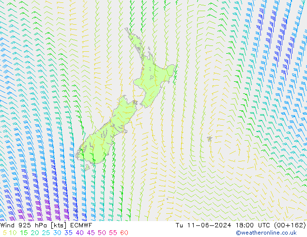 Wind 925 hPa ECMWF Tu 11.06.2024 18 UTC