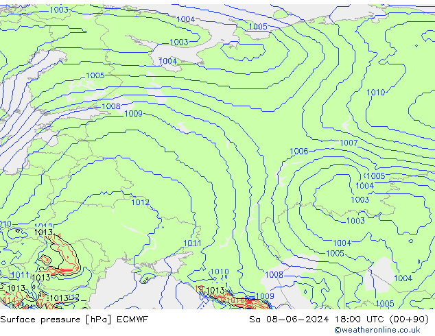 Luchtdruk (Grond) ECMWF za 08.06.2024 18 UTC