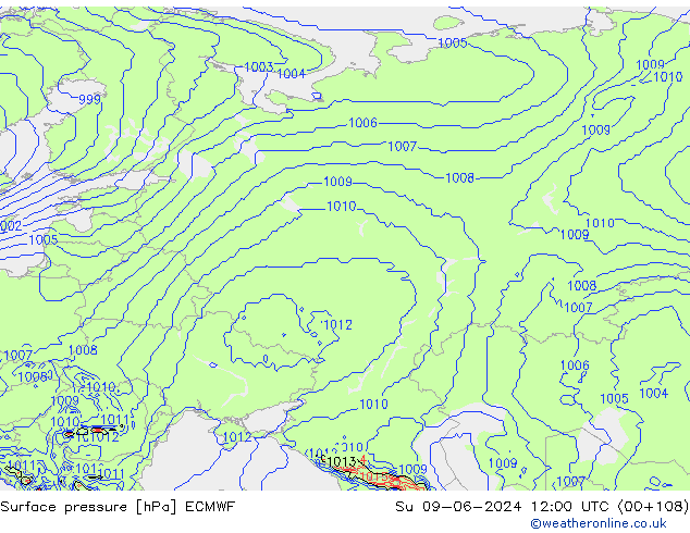 ciśnienie ECMWF nie. 09.06.2024 12 UTC