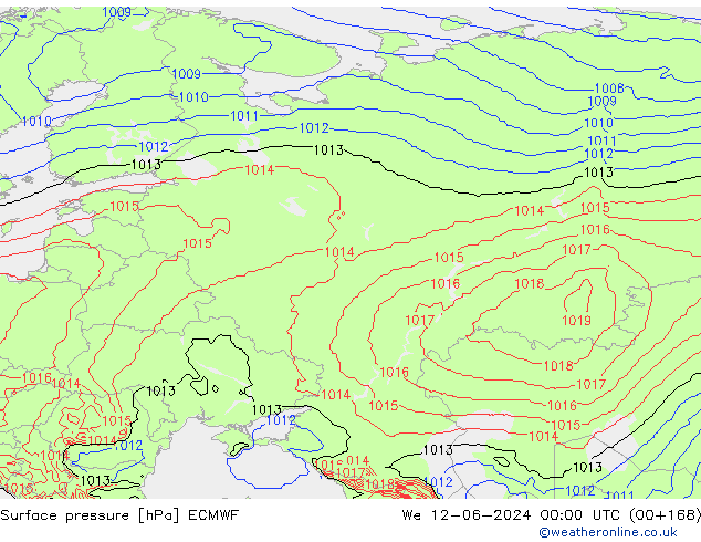 Luchtdruk (Grond) ECMWF wo 12.06.2024 00 UTC