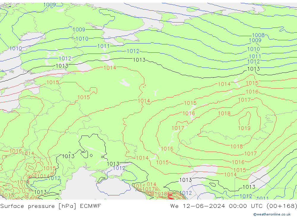 pressão do solo ECMWF Qua 12.06.2024 00 UTC