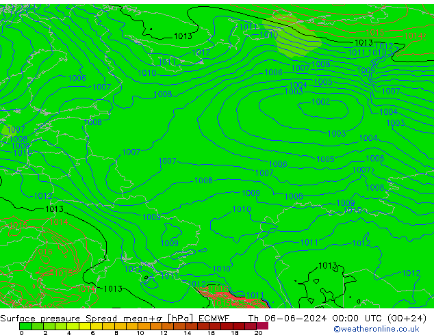 pressão do solo Spread ECMWF Qui 06.06.2024 00 UTC