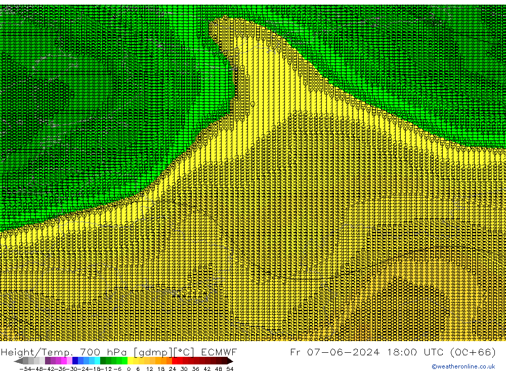 Height/Temp. 700 hPa ECMWF Pá 07.06.2024 18 UTC