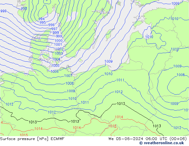 Pressione al suolo ECMWF mer 05.06.2024 06 UTC