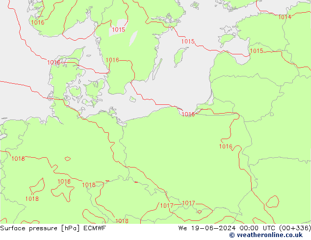 pressão do solo ECMWF Qua 19.06.2024 00 UTC