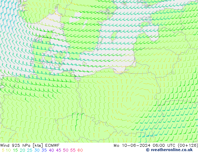 Wind 925 hPa ECMWF Mo 10.06.2024 06 UTC