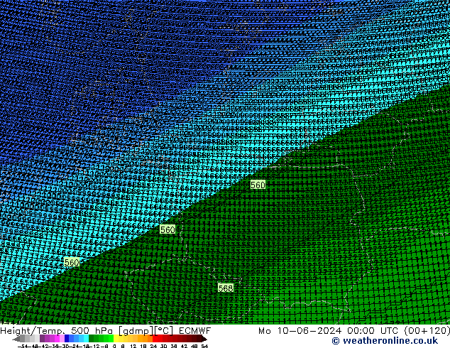 Height/Temp. 500 hPa ECMWF Seg 10.06.2024 00 UTC