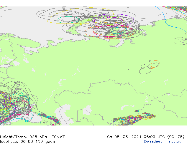 Hoogte/Temp. 925 hPa ECMWF za 08.06.2024 06 UTC