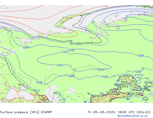 Pressione al suolo ECMWF gio 06.06.2024 18 UTC