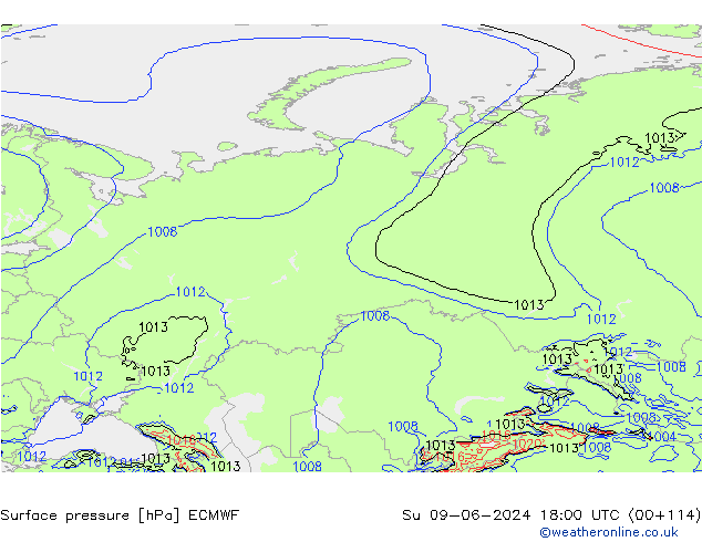 Surface pressure ECMWF Su 09.06.2024 18 UTC