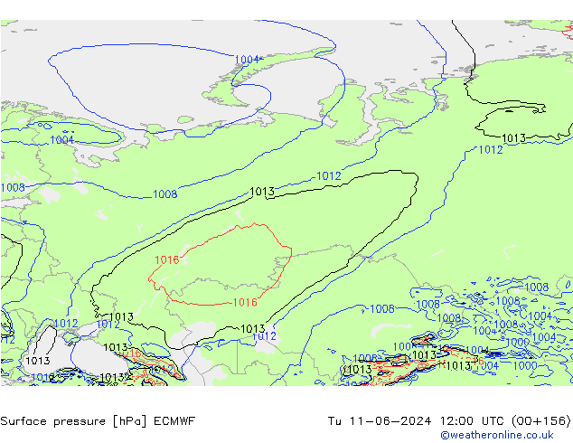 pressão do solo ECMWF Ter 11.06.2024 12 UTC