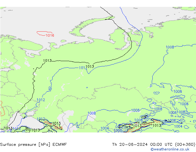 pressão do solo ECMWF Qui 20.06.2024 00 UTC