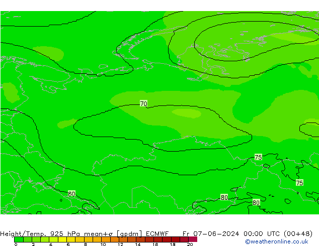 Height/Temp. 925 hPa ECMWF Fr 07.06.2024 00 UTC