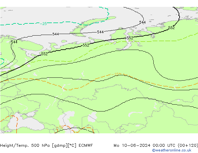 Height/Temp. 500 hPa ECMWF Mo 10.06.2024 00 UTC