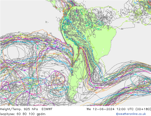 Height/Temp. 925 гПа ECMWF ср 12.06.2024 12 UTC