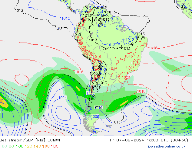 Corriente en chorro ECMWF vie 07.06.2024 18 UTC