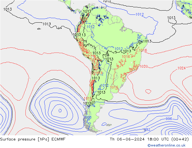 приземное давление ECMWF чт 06.06.2024 18 UTC