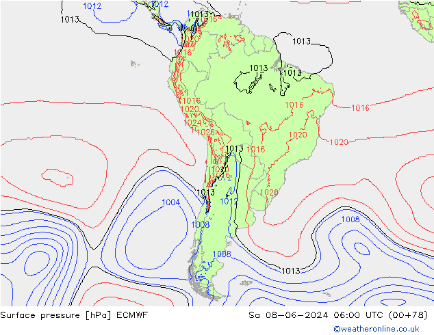 pression de l'air ECMWF sam 08.06.2024 06 UTC