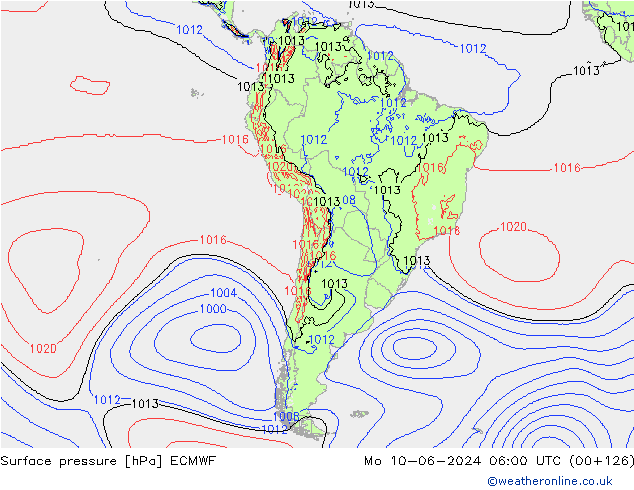 Surface pressure ECMWF Mo 10.06.2024 06 UTC