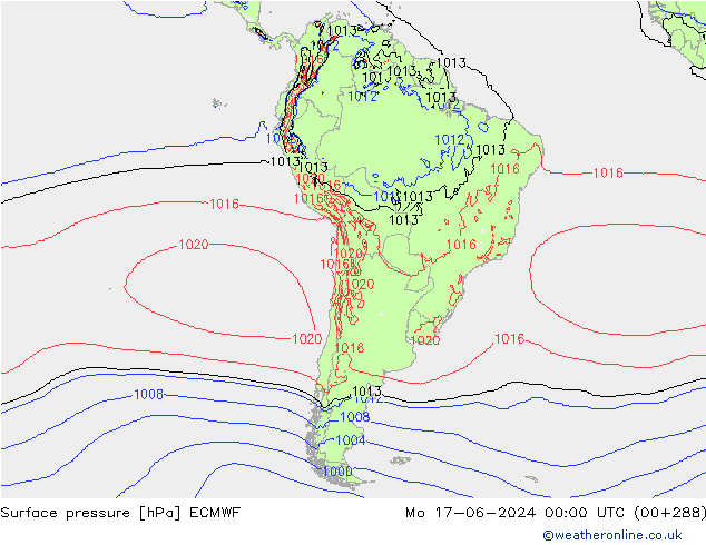 Luchtdruk (Grond) ECMWF ma 17.06.2024 00 UTC