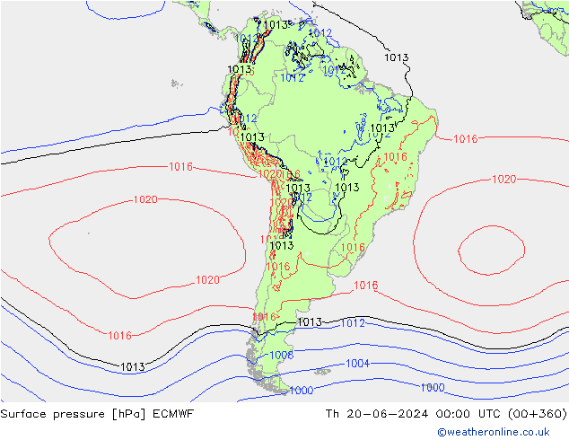 приземное давление ECMWF чт 20.06.2024 00 UTC