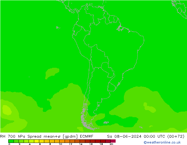 RH 700 hPa Spread ECMWF Sa 08.06.2024 00 UTC