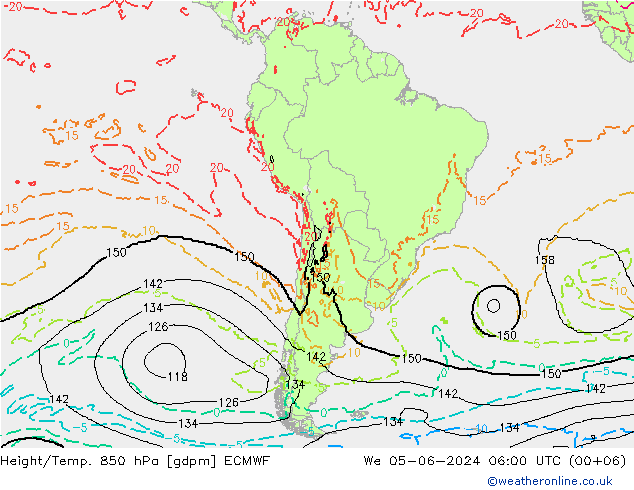 Height/Temp. 850 hPa ECMWF  05.06.2024 06 UTC